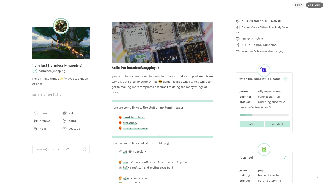 Harmlesslynapping - Anime-Inspired Carrd Templates screenshot