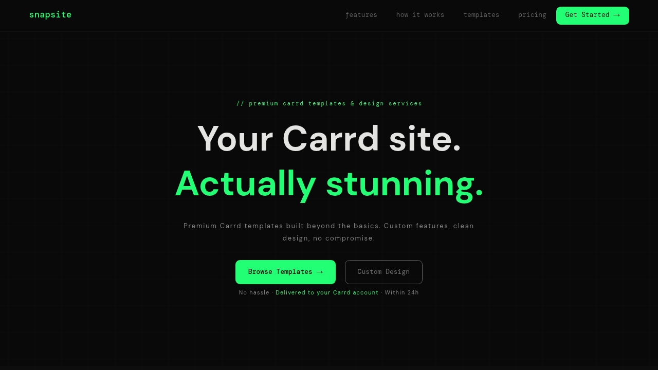 SnapSite - Premium Carrd Templates & Design website preview