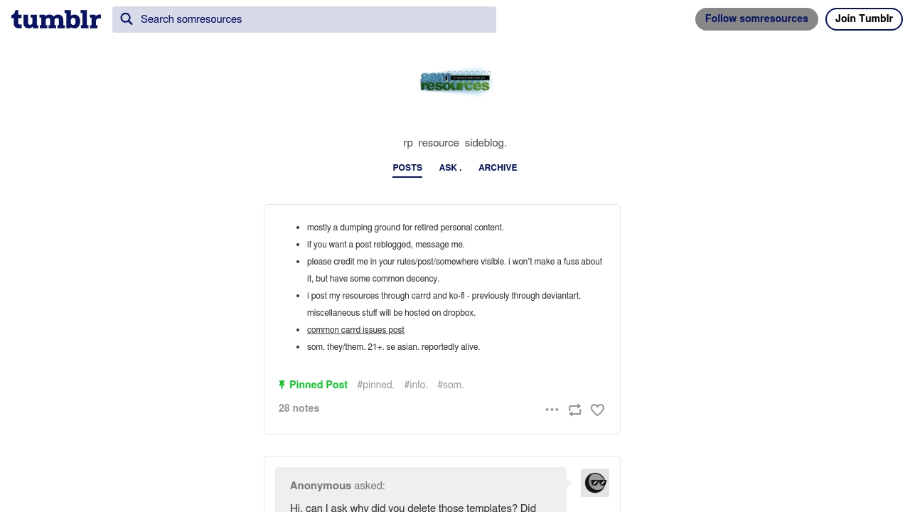 Somresources - Free RP Carrd Templates screenshot