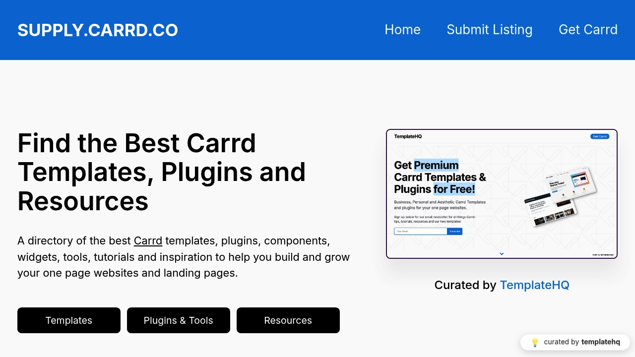 Carrd Supply screenshot